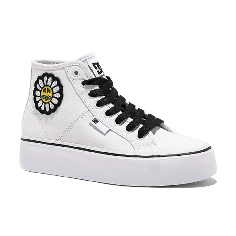 DC Manual Hi Daisy Shoes Platform Withe Black Flower New With Box